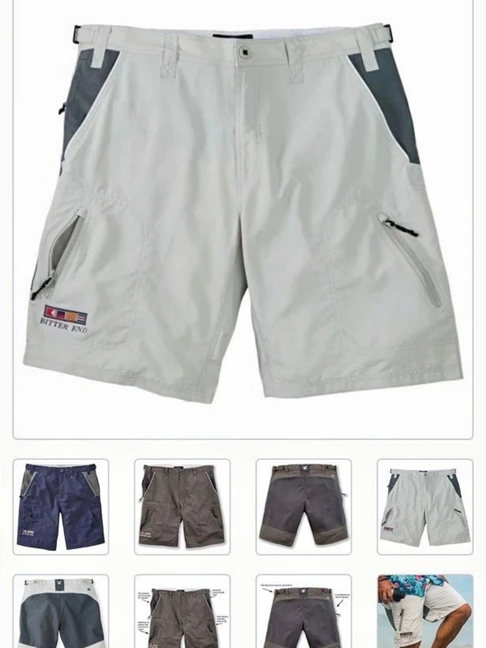 RailRiders Bitter End Pro-Am Sailing Short Gray Waist 34